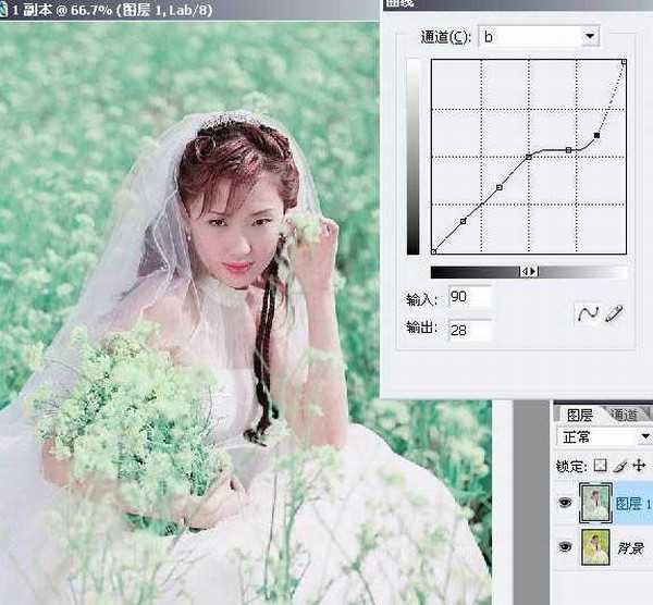 photoshop Lab模式下快速调出清爽的青色婚片