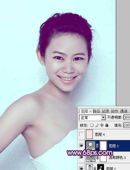 Photoshop为人像图片调制出甜美的质感淡青色效果