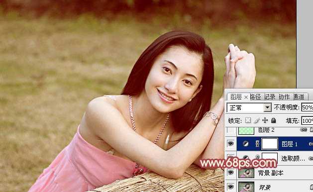 Photoshop将美女图片打造出甜美的春季粉红色