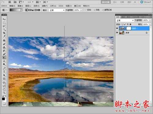 Photoshop为古建筑人物图片增加天空及美化教程