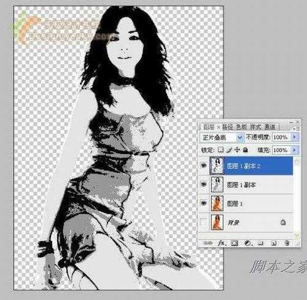 photoshop将美女图片制作成艺术插画特效