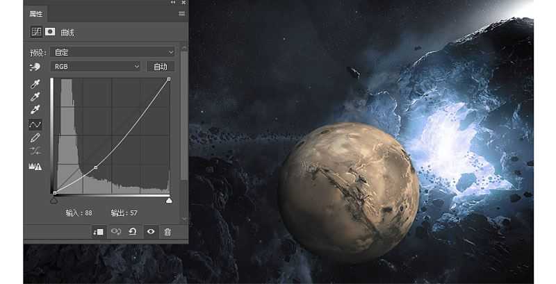 ps创意合成星空中带着耳机的星球图片