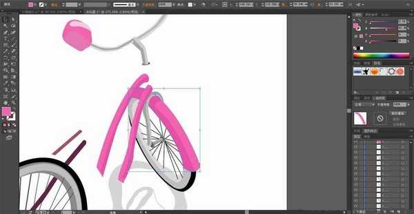 ai怎么手绘卡效果的粉色自行车?