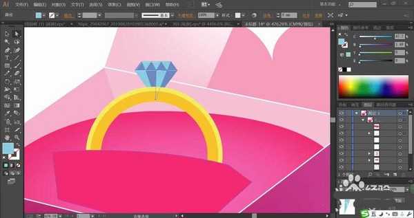 ai怎么设计钻戒? ai绘制包装盒中钻戒插画的教程