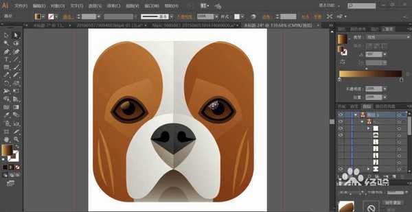 ai怎么设计折页效果的猎犬头像? ai猎犬头像的设计方法