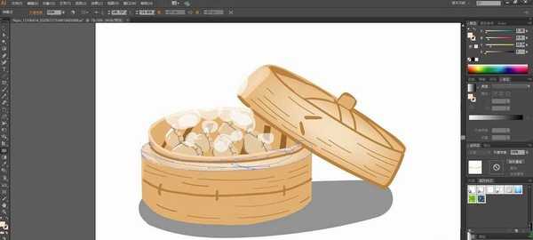 ai怎么手绘竹笼饺子素材? ai画小笼包插画的技巧